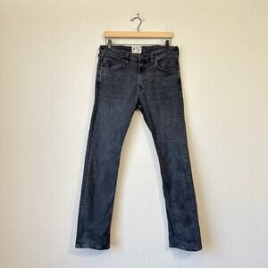 TECOVAS Straight Leg Jeans Washed Black Denim Slim Cowboy Western